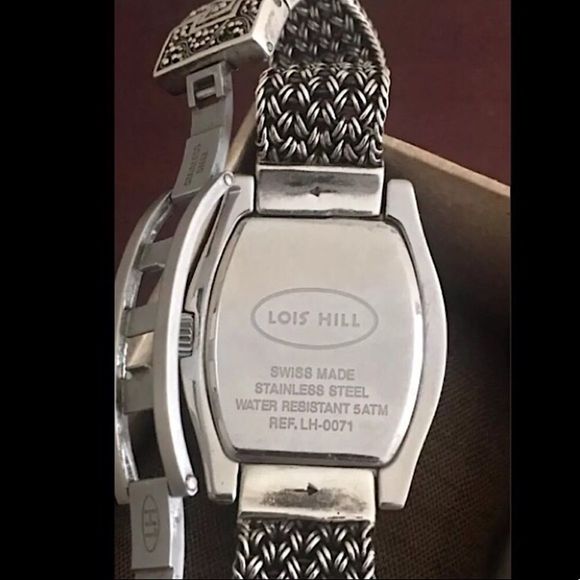 LOIS HILL Watch Sterling Silver Torneau Swiss Movement Bracelet Watch - Picture 5 of 17